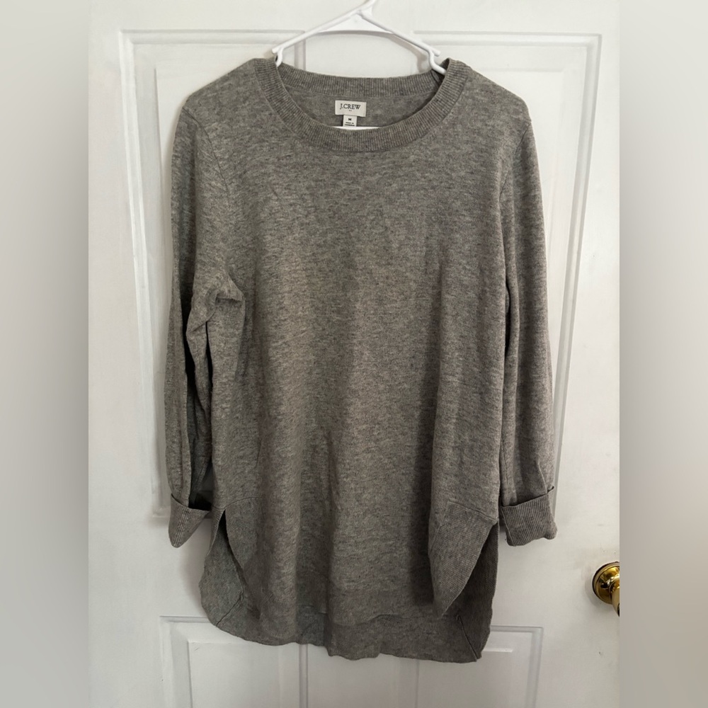 J.Crew Gray Merino Wool Blend Sweater Crewneck Lightweight Size M